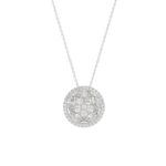 14K WHITE GOLD 2 3/8CT ROUND/OVAL DIAMOND LADIES PENDANT WITH CHAIN (COLOR STONE OVAL DIAMOND 1 3/4CT)