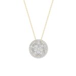 14K YELLOW GOLD 2 3/8CT ROUND/OVAL DIAMOND LADIES PENDANT WITH CHAIN (COLOR STONE OVAL DIAMOND 1 3/4CT)