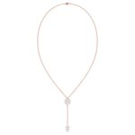 18K ROSE GOLD 1/4CT ROUND/BAGUETTE DIAMOND LADIES NECKLACE (SOFT WHITE ENAMEL)