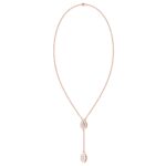 18K ROSE GOLD 1/4CT ROUND/BAGUETTE DIAMOND LADIES NECKLACE (SOFT WHITE ENAMEL) - Image 2