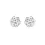 18K WHITE GOLD 1/2CT ROUND DIAMOND LADIES FLOWER EARRINGS