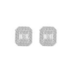 18K WHITE GOLD 1/2CT ROUND/BAGUETTE DIAMOND LADIES EARRINGS