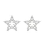 18K WHITE GOLD 1/2CT ROUND/BAGUETTE DIAMOND LADIES EARRINGS