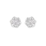 18K WHITE GOLD 1CT ROUND DIAMOND LADIES FLOWER EARRINGS
