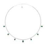 18K WHITE GOLD 6 1/3CT ROUND/PEAR DIAMOND LADIES NECKLACE(COLOR STONE PEAR GREEN EMERALD DIAMOND 3 3/8CT)