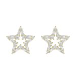 18K YELLOW GOLD 1/2CT ROUND/BAGUETTE DIAMOND LADIES EARRINGS