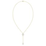18K YELLOW GOLD 1/4CT ROUND/BAGUETTE DIAMOND LADIES NECKLACE (SOFT WHITE ENAMEL)
