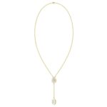 18K YELLOW GOLD 1/4CT ROUND/BAGUETTE DIAMOND LADIES NECKLACE (SOFT WHITE ENAMEL) - Image 2