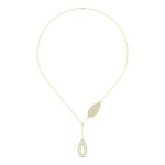18K YELLOW GOLD 1/6CT ROUND DIAMOND LADIES NECKLACE (SOFT WHITE ENAMEL)