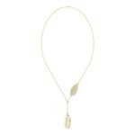 18K YELLOW GOLD 1/6CT ROUND DIAMOND LADIES NECKLACE (SOFT WHITE ENAMEL) - Image 3