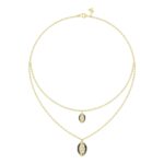 18K YELLOW GOLD 1/6CT ROUND/BAGUETTE DIAMOND LADIES NECKLACE (MIDNIGHT BLACK ENAMEL)