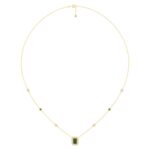 18K YELLOW GOLD 7/8CT ROUND/EMERALD DIAMOND LADIES NECKLACE (CENTER STONE GREEN EMERALD 1/2CT/GREEN EMERALD ROUND 1/15CT)
