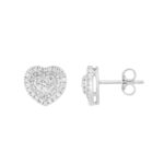 14K WHITE GOLD 3/4CT ROUND/BAGUETTE DIAMOND LADIES EARRINGS - Image 2
