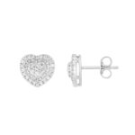 14K WHITE GOLD 3/4CT ROUND/BAGUETTE DIAMOND LADIES EARRINGS