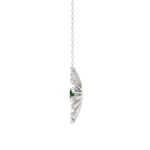 18K WHITE GOLD 1 1/2CT ROUND/BAGUETTE DIAMOND LADIES NECKLACE(COLOR STONE EMERALD/ROUND DIAMOND 7/8CT) - Image 2