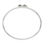 18K WHITE GOLD 1 1/2CT ROUND/PEAR DIAMOND LADIES BANGLE(COLOR STONE PEAR GREEN EMERALD DIAMOND 2 1/2CT) - Image 3
