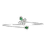 18K WHITE GOLD 1 1/2CT ROUND/PEAR DIAMOND LADIES BANGLE(COLOR STONE PEAR GREEN EMERALD DIAMOND 2 1/2CT) - Image 5