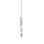 18K WHITE GOLD 1 1/6CT ROUND/EMERALD/PEAR DIAMOND LADIES NECKLACE(COLOR STONE GREEN EMERALD ROUND DIAMOND 1/4CT/PEAR DIAMOND 1/2CT) - Image 2