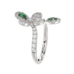 18K WHITE GOLD 1 1/6CT ROUND/PEAR DIAMOND LADIES RING(COLOR STONE PEAR GREEN EMERALD DIAMOND 1/3CT) - Image 5