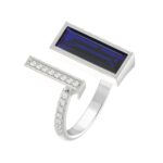 18K WHITE GOLD 1 7/8CT ROUND/ONYX DIAMOND LADIES RING(COLOR STONE BLUE ONYX DIAMOND 1 5/8CT) - Image 5