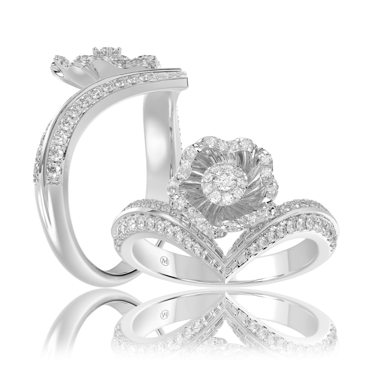 19175355_VA21106W-1201x1201.jpg 18K WHITE GOLD 1/2CT ROUND DIAMOND LADIES RING - Image 1