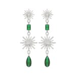 18K WHITE GOLD 13 3/4CT ROUND/PEAR/EMERALD DIAMOND LADIES EARRINGS(COLOR STONE ONYX/PEAR DIAMOND 9.00CT/EMERALD DIAMOND 4CT)