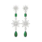 18K WHITE GOLD 13 3/4CT ROUND/PEAR/EMERALD DIAMOND LADIES EARRINGS(COLOR STONE ONYX/PEAR DIAMOND 9.00CT/EMERALD DIAMOND 4CT) - Image 2