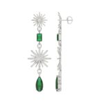 18K WHITE GOLD 13 3/4CT ROUND/PEAR/EMERALD DIAMOND LADIES EARRINGS(COLOR STONE ONYX/PEAR DIAMOND 9.00CT/EMERALD DIAMOND 4CT) - Image 3