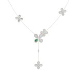 18K WHITE GOLD 1CT ROUND/PEAR DIAMOND LADIES NECKLACE(COLOR STONE PEAR GREEN EMERALD DIAMOND 1 1/6CT)