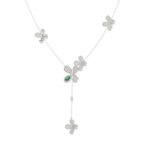 18K WHITE GOLD 1CT ROUND/PEAR DIAMOND LADIES NECKLACE(COLOR STONE PEAR GREEN EMERALD DIAMOND 1 1/6CT) - Image 3