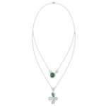 18K WHITE GOLD 2 1/2CT ROUND/PEAR DIAMOND LADIES NECKLACE(COLOR STONE GREEN EMERALD PEAR DIAMOND 1/4CT/ROUND DIAMOND 1 3/4CT) - Image 2
