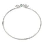 18K WHITE GOLD 2CT ROUND/PEAR DIAMOND LADIES BANGLE(COLOR STONE PEAR GREEN EMERALD DIAMOND 1/2CT) - Image 3