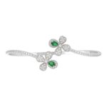 18K WHITE GOLD 2CT ROUND/PEAR DIAMOND LADIES BANGLE(COLOR STONE PEAR GREEN EMERALD DIAMOND 1/2CT) - Image 5