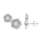 18K WHITE GOLD 3/4CT ROUND DIAMOND LADIES EARRINGS - Image 3