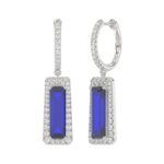 18K WHITE GOLD 3/4CT ROUND/ONYX DIAMOND LADIES EARRINGS(COLOR STONE ONYX DIAMOND 9CT) - Image 2