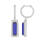 18K WHITE GOLD 3/4CT ROUND/ONYX DIAMOND LADIES EARRINGS(COLOR STONE ONYX DIAMOND 9CT) - Image 3