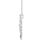18K WHITE GOLD 3/4CT ROUND/PEAR DIAMOND LADIES NECKLACE(COLOR STONE PEAR GREEN EMERALD DIAMOND 1/4CT) - Image 3