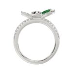 18K WHITE GOLD 3/4CT ROUND/PEAR DIAMOND LADIES RING(COLOR STONE PEAR GREEN EMERALD DIAMOND 1/4CT) - Image 3