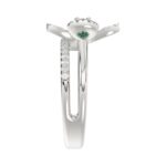 18K WHITE GOLD 3/4CT ROUND/PEAR DIAMOND LADIES RING(COLOR STONE PEAR GREEN EMERALD DIAMOND 1/4CT) - Image 4