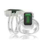 18K WHITE GOLD 4 1/4CT ROUND/EMERALD DIAMOND LADIES RING(COLOR STONE EMERALD DIAMOND 4 CT)