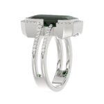 18K WHITE GOLD 4 1/4CT ROUND/EMERALD DIAMOND LADIES RING(COLOR STONE EMERALD DIAMOND 4 CT) - Image 5
