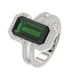 18K WHITE GOLD 4 1/4CT ROUND/EMERALD DIAMOND LADIES RING(COLOR STONE EMERALD DIAMOND 4 CT) - Image 6