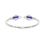 18K WHITE GOLD 4 3/4CT ROUND/ONYX DIAMOND LADIES BANGLE(COLOR STONE ONYX DIAMOND 4CT)