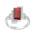 18K WHITE GOLD 4 3/8CT ROUND/ONYX DIAMOND LADIES RING(COLOR STONE RED ONYX DIAMOND 4 1/5CT) - Image 4
