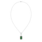 18K WHITE GOLD 4 7/8CT ROUND/EMERALD/ONYX DIAMOND LADIES NECKLACE WITH CHAIN(COLOR STONE EMERALD DIAMOND 4 1/2CT) - Image 4
