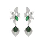 18K WHITE GOLD 4 7/8CT ROUND/PEAR/MARQUISE DIAMOND LADIES EARRINGS(COLOR STONE GREEN EMERALD PEAR DIAMOND 4 5/8CT/MARQUISE DIAMOND 1 1/5CT)