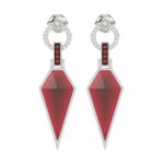 18K WHITE GOLD 5 1/3CT ROUND/ONXY PEAR DIAMOND LADIES EARRINGS