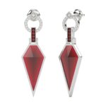 18K WHITE GOLD 5 1/3CT ROUND/ONXY PEAR DIAMOND LADIES EARRINGS - Image 2