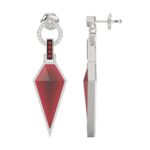 18K WHITE GOLD 5 1/3CT ROUND/ONXY PEAR DIAMOND LADIES EARRINGS - Image 3