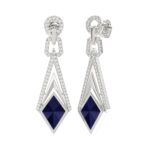 18K WHITE GOLD 5CT ROUND/ONYX DIAMOND LADIES EARRINGS(COLOR STONE ONYX DIAMOND 4 1/2CT) - Image 2